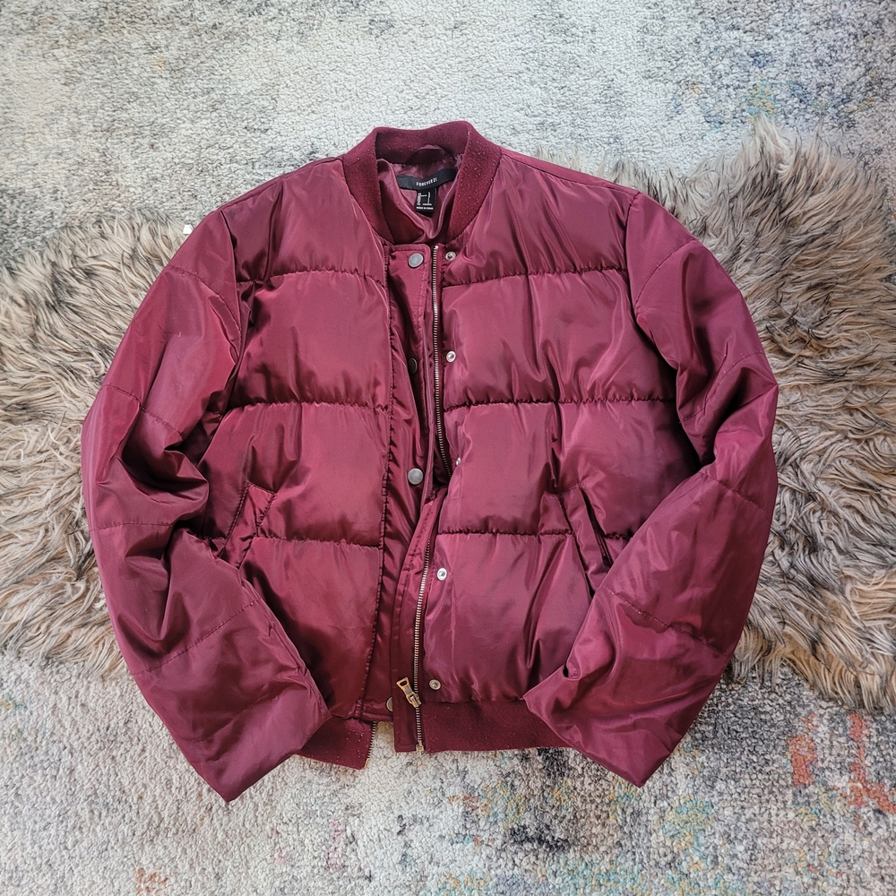 Forever 21 Burgundy Bomber Jacket